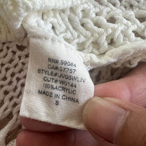 Billabong Designer Closet Open Knit Sweater Women Sz Small Cream Long Sleeve Net - Picture 10 of 11